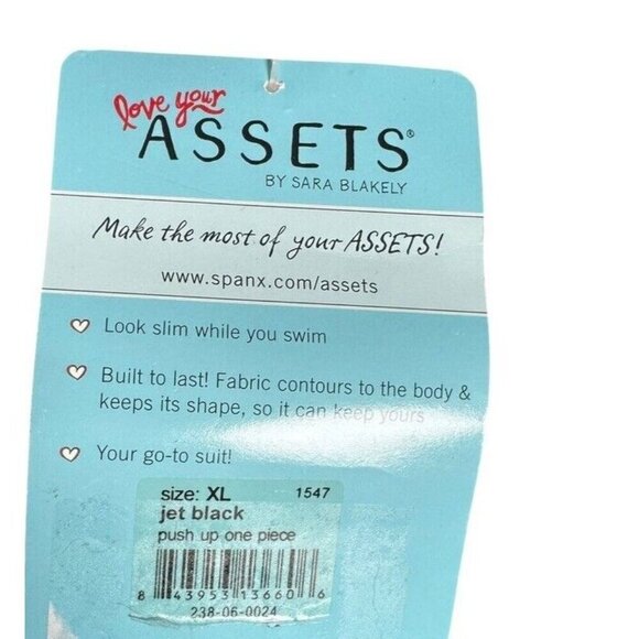 Spanx Love Your Assets Black One Piece SwimSuit Ruched Underwire Push Up size XL - Picture 8 of 9